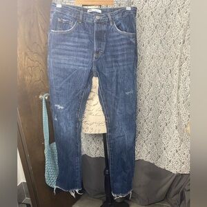 Zara raw hem distressed skinny jeans